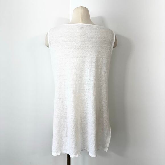 Eileen Fisher Linen Boat Neck Tank Top Tunic Lightweight White M - Picture 7 of 10